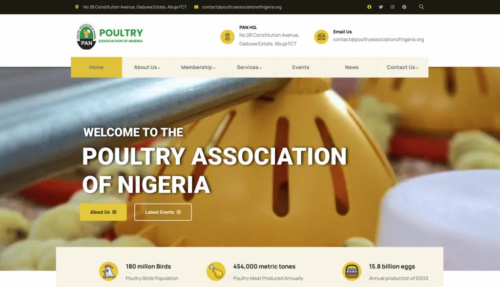 The Poultry Association of Nigeria (PAN) Announces the Launch of Its Official Website